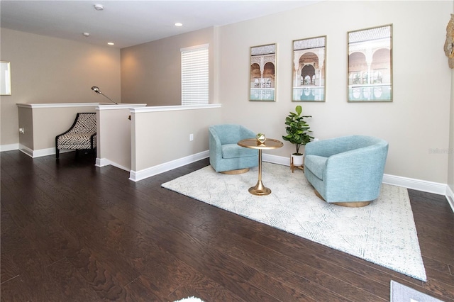 sitting room featuring dark hardwood / wood-style flooring