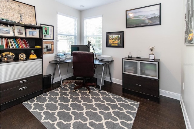 office featuring dark hardwood / wood-style flooring