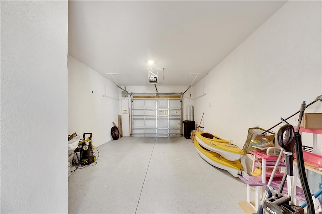 garage with a garage door opener