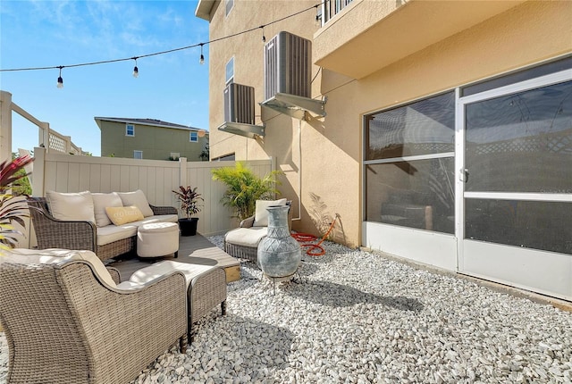 view of patio / terrace with an outdoor hangout area and a sunroom