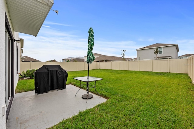 view of yard with a patio area