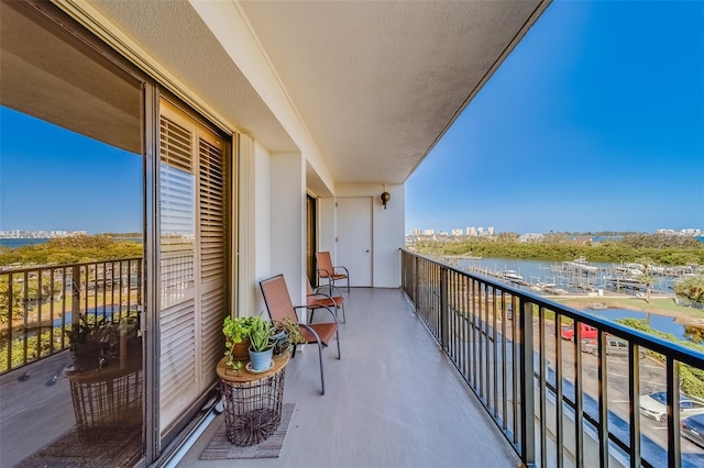 balcony with a water view