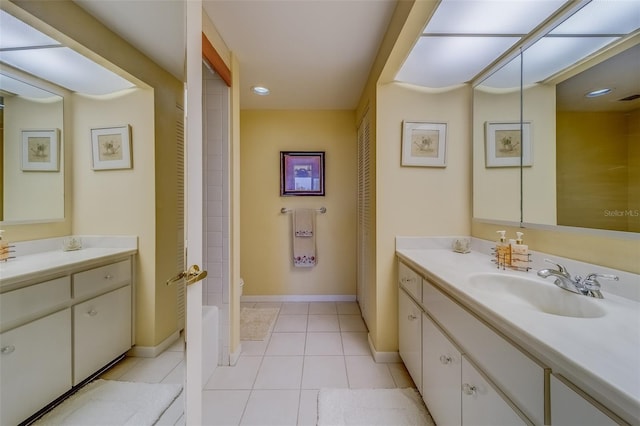 bathroom featuring tile patterned flooring, vanity, and toilet