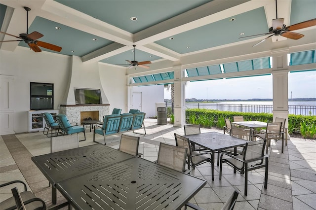 view of patio with ceiling fan