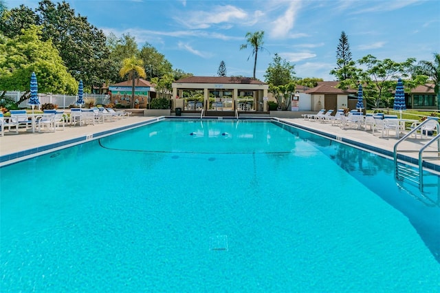 view of swimming pool featuring a patio