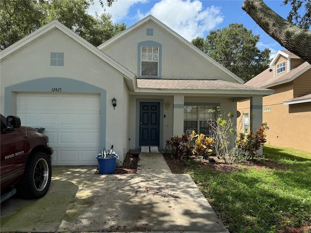 view of property featuring a garage