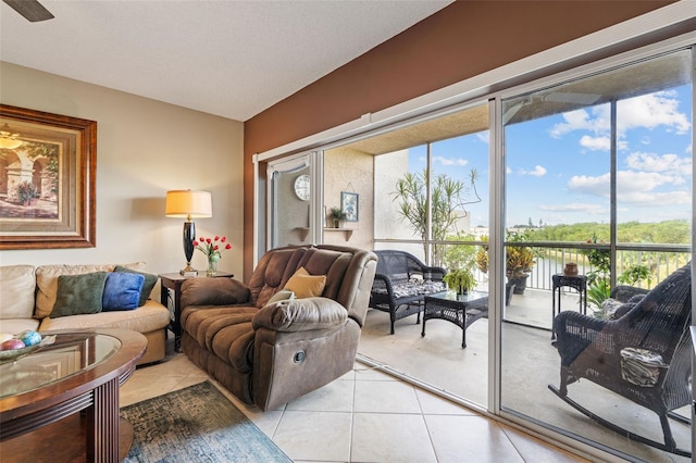 view of tiled living room