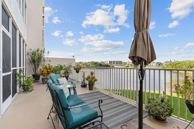 deck with a water view