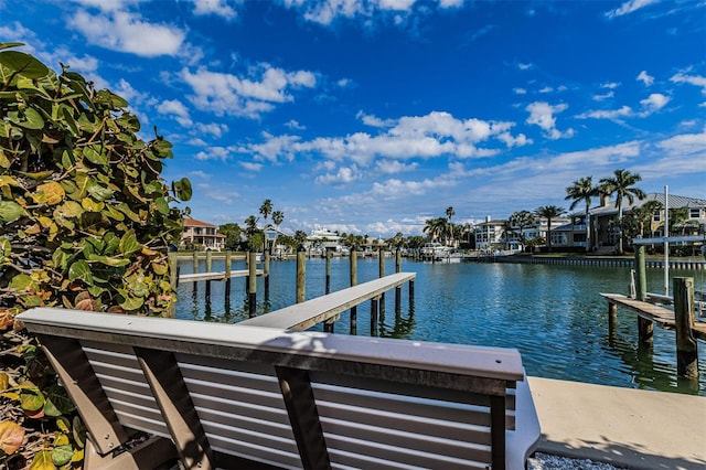 view of dock featuring a water view