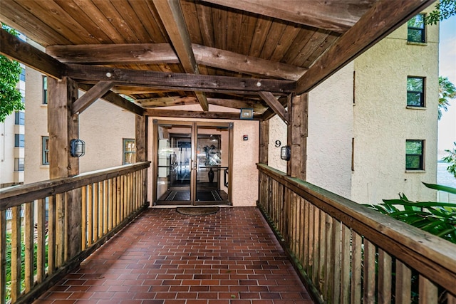 doorway to property featuring french doors