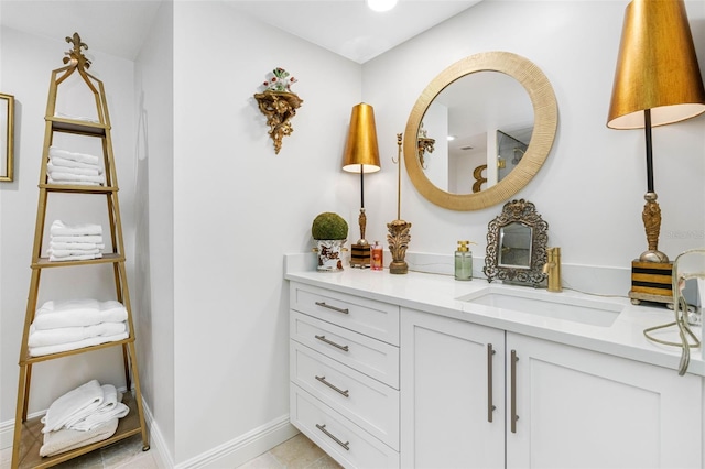 bathroom featuring vanity and tile patterned flooring