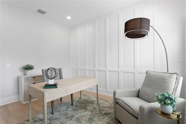 office featuring light wood-type flooring