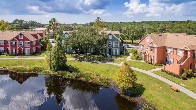 bird's eye view featuring a water view