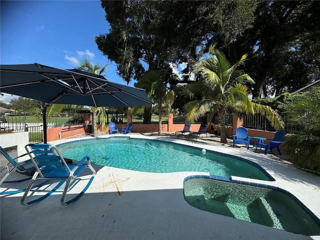 view of swimming pool featuring a patio area