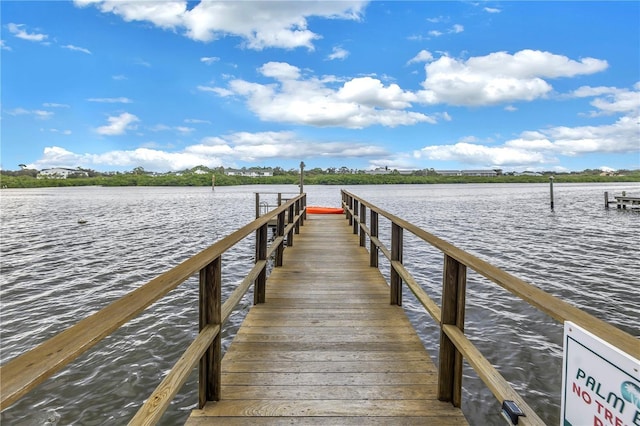 dock area featuring a water view