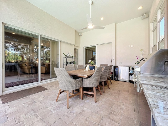 dining area featuring ceiling fan