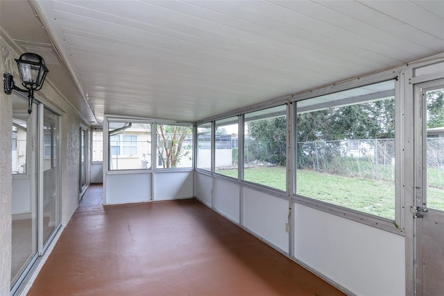 view of unfurnished sunroom