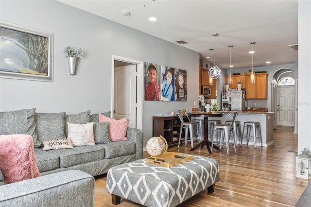 living room featuring light hardwood / wood-style floors