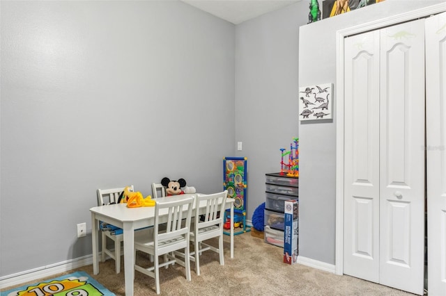 playroom with light carpet