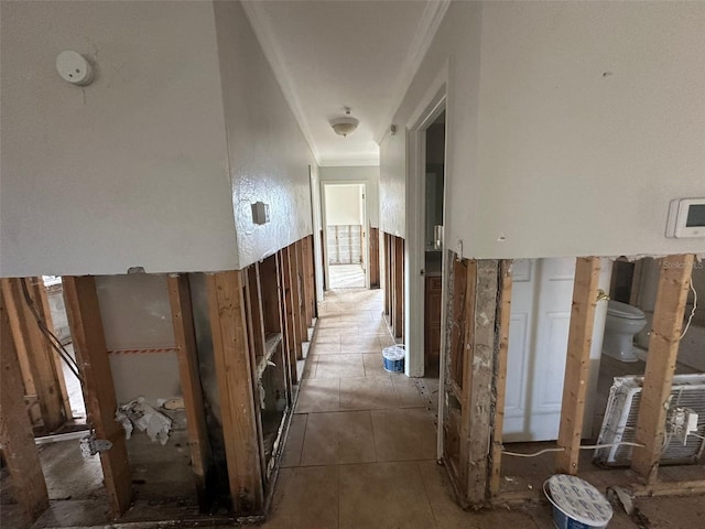 hallway with crown molding