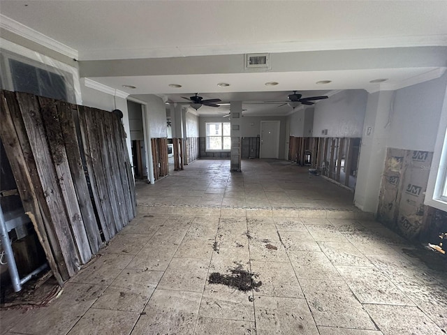 hallway with ornamental molding