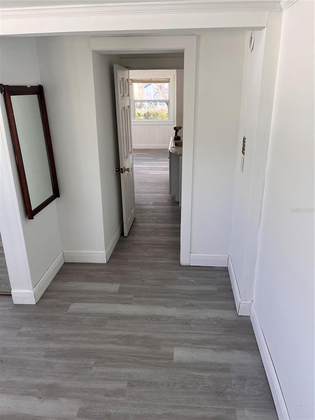 hallway featuring wood-type flooring