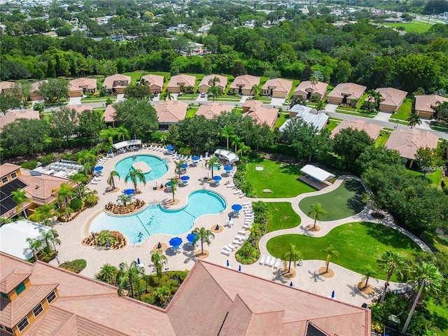 drone / aerial view with a residential view