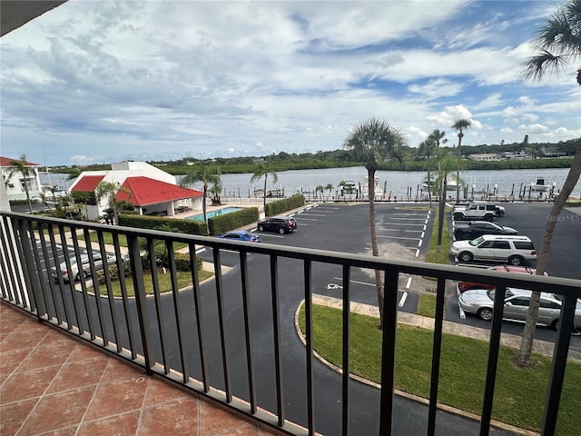 balcony with a water view