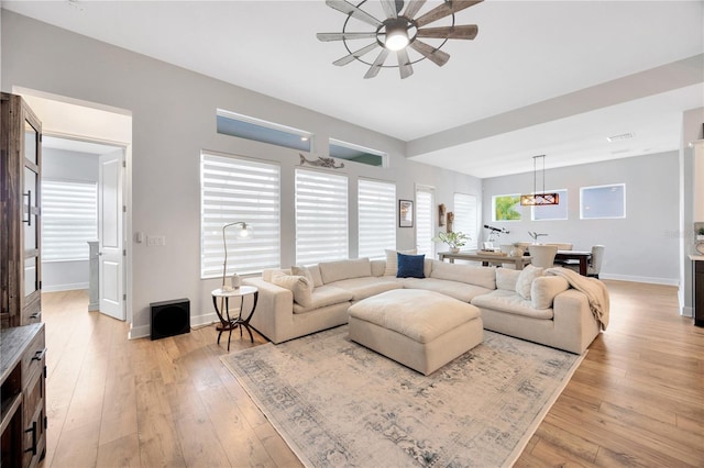 living room with light wood-type flooring