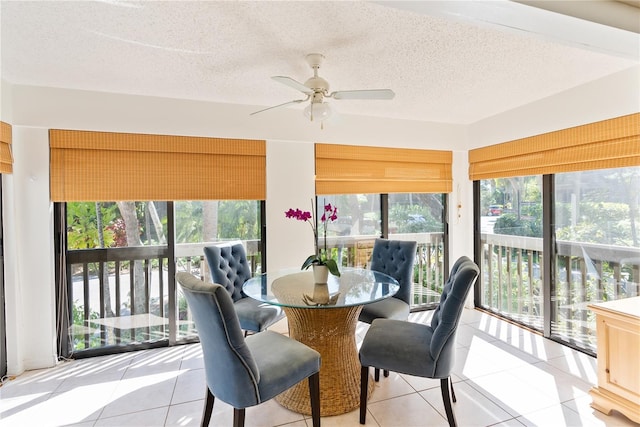 sunroom featuring a wealth of natural light and ceiling fan