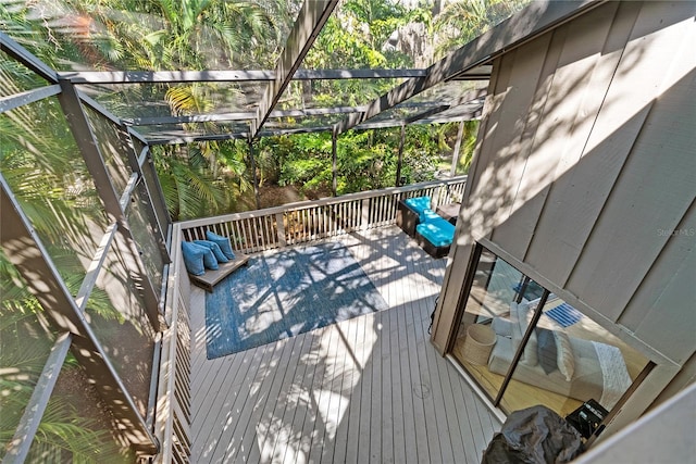 wooden deck featuring a pergola