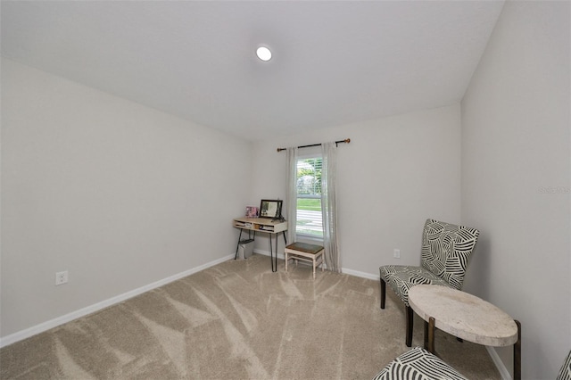 living area with carpet floors