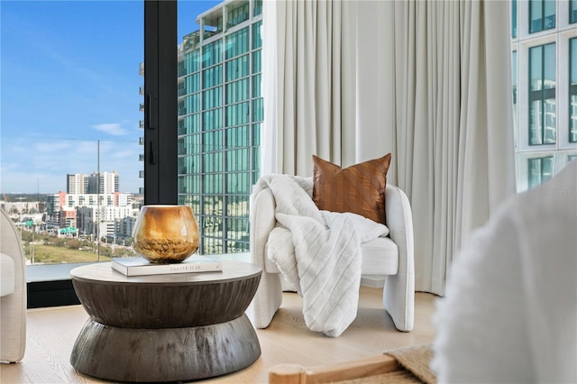 1000 Water St Unit 1402, Tampa, FL 33602 - sitting room with healthy amount of natural light, a city view, and wood finished floors