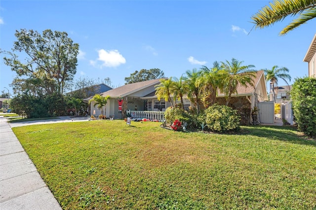 view of front of house with a porch and a front yard