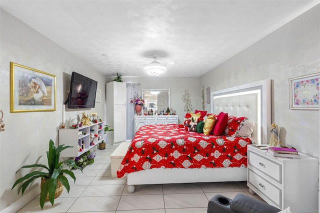 bedroom featuring light tile patterned floors