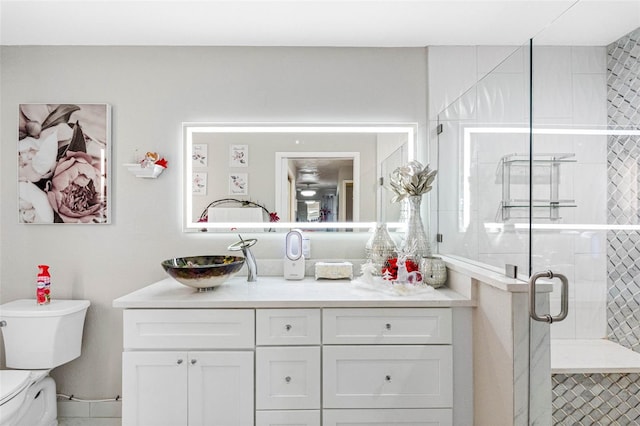 4608 Apple Ridge Ln, Tampa, FL 33624 - bathroom with a shower stall, vanity, and toilet