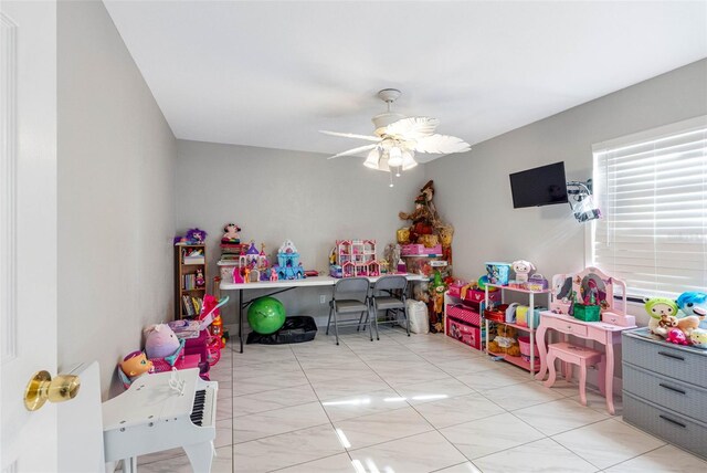 4608 Apple Ridge Ln, Tampa, FL 33624 - rec room with a ceiling fan and tile patterned flooring