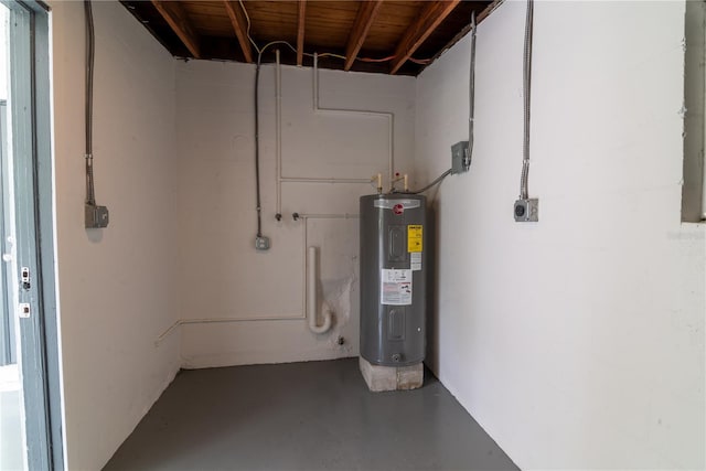 basement featuring electric water heater