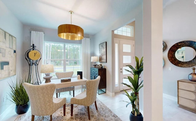 living area with light tile patterned floors