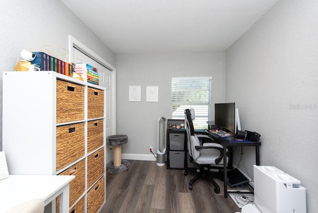 office space with dark hardwood / wood-style floors