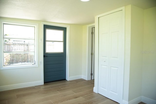 entryway featuring a healthy amount of sunlight and light wood-type flooring