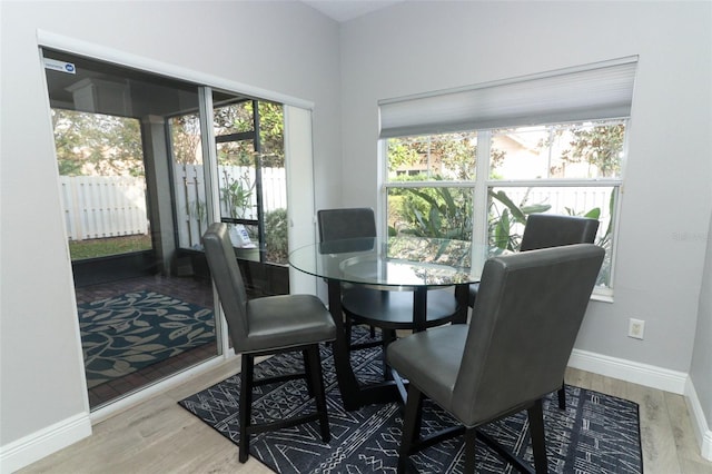 dining room with hardwood / wood-style flooring