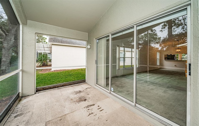 view of unfurnished sunroom