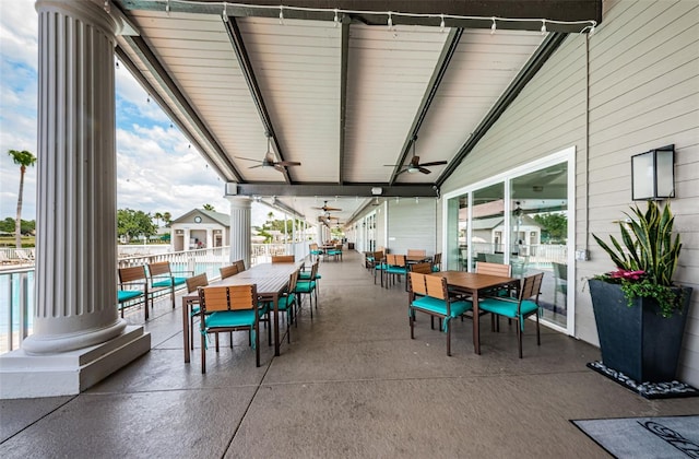 view of patio / terrace with ceiling fan