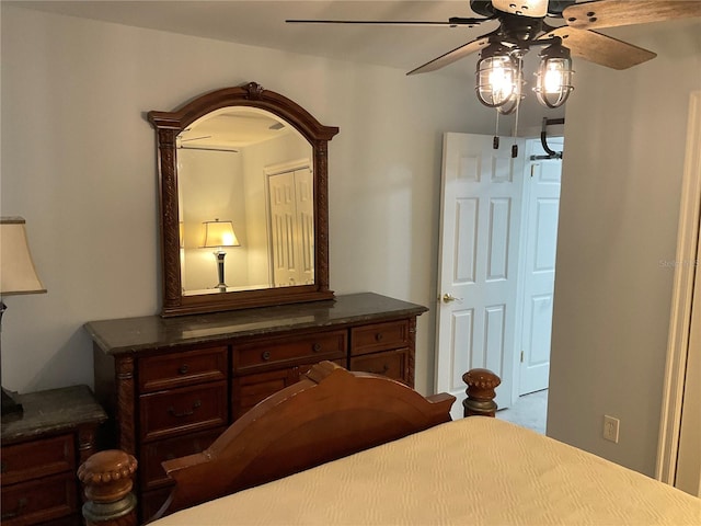 bedroom featuring ceiling fan