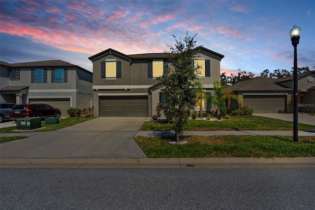 view of front of property with a garage