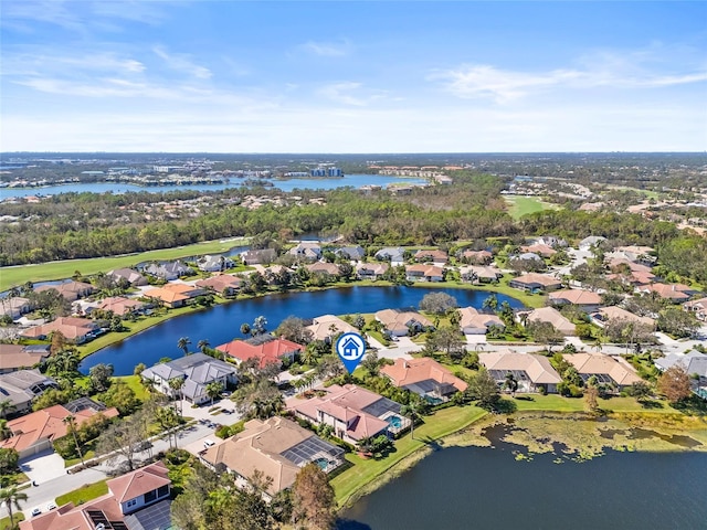 bird's eye view featuring a water view