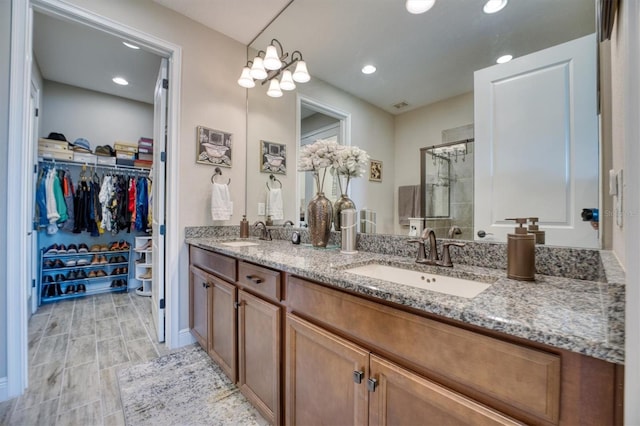 2001 Palm Key Ave, Oldsmar, FL 34677 - full bath featuring recessed lighting, a sink, and tiled shower