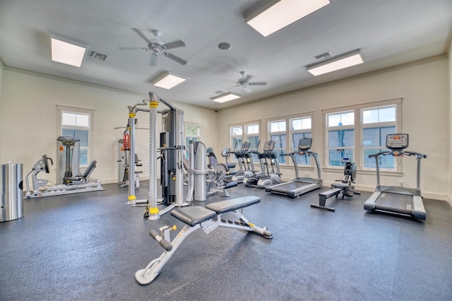 2001 Palm Key Ave, Oldsmar, FL 34677 - workout area featuring baseboards, ceiling fan, and visible vents