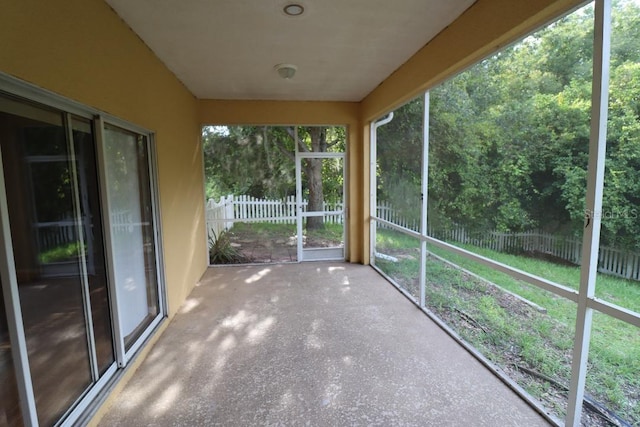 view of unfurnished sunroom